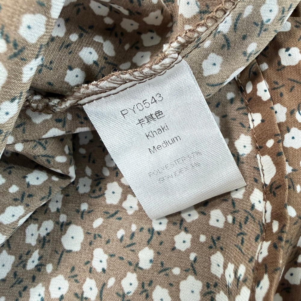 Cottagecore Soft Girl Floral Romper Women Medium Brown Smocked Tie Strap Ditsy - Picture 7 of 9